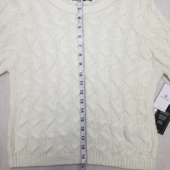 Volcom Sweater Small White Cable Knit Cropped - Picture 4 of 14